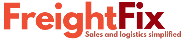 FreightFix logo in red with the tagline ‘Sales and Logistics Simplified’ used in the website header
